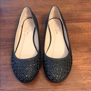 Blacked Jeweled Ballet Flats Size 8